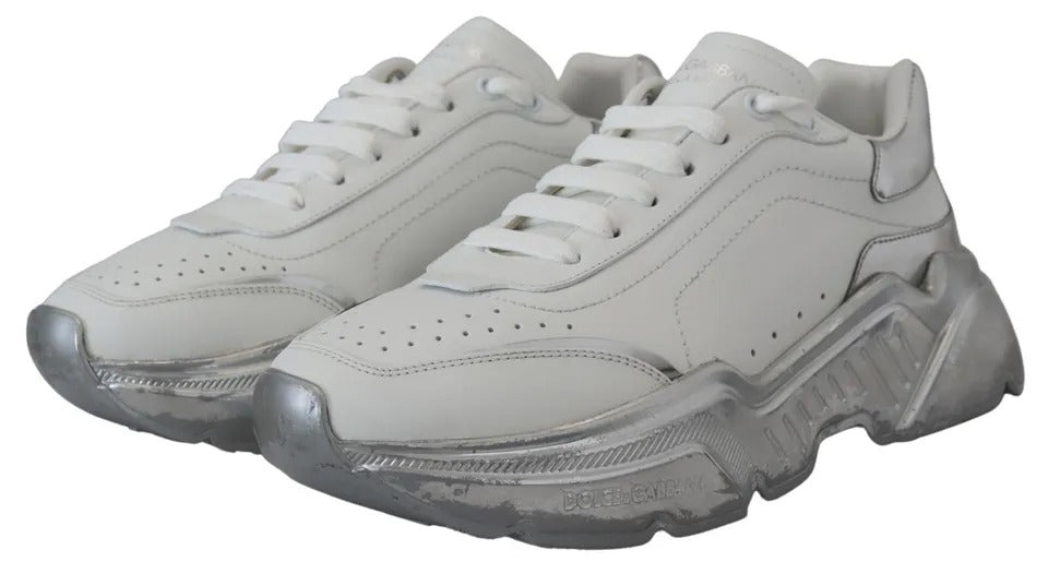  - White Silver Leather Daymaster Sneakers Shoes