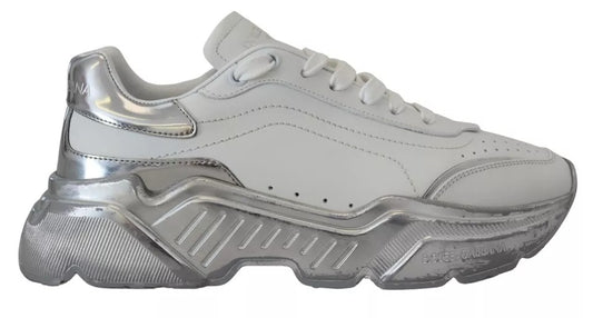  - White Silver Leather Daymaster Sneakers Shoes