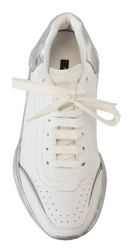  - White Silver Leather Daymaster Women Sneakers Shoes