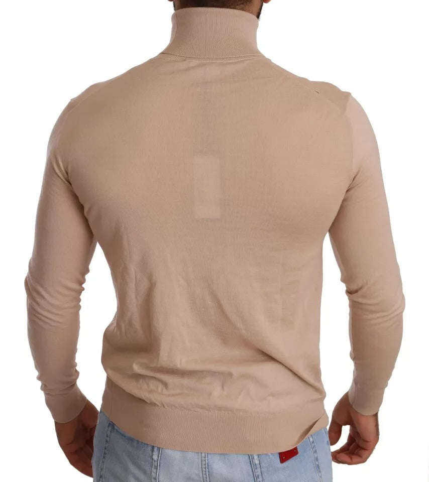  - Beige Cashmere Turtleneck Pullover Sweater