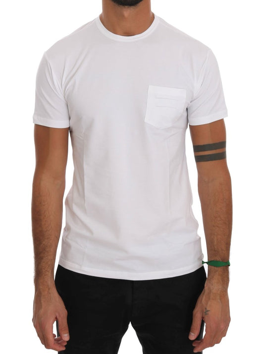 Elegant White Crew-Neck Cotton T-Shirt - The Luxe Alliance