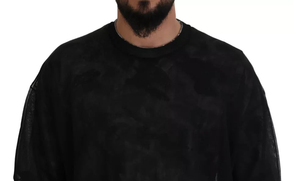  - Black Polyester Crewneck Pullover Sweater