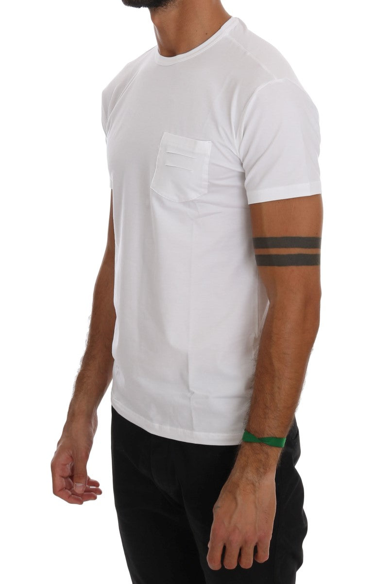 Elegant White Crew-Neck Cotton T-Shirt - The Luxe Alliance