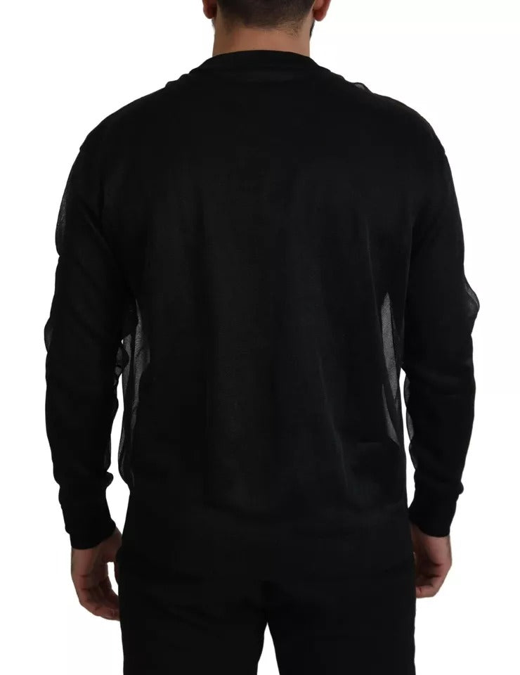  - Black Polyester Logo Men Pullover Sweater