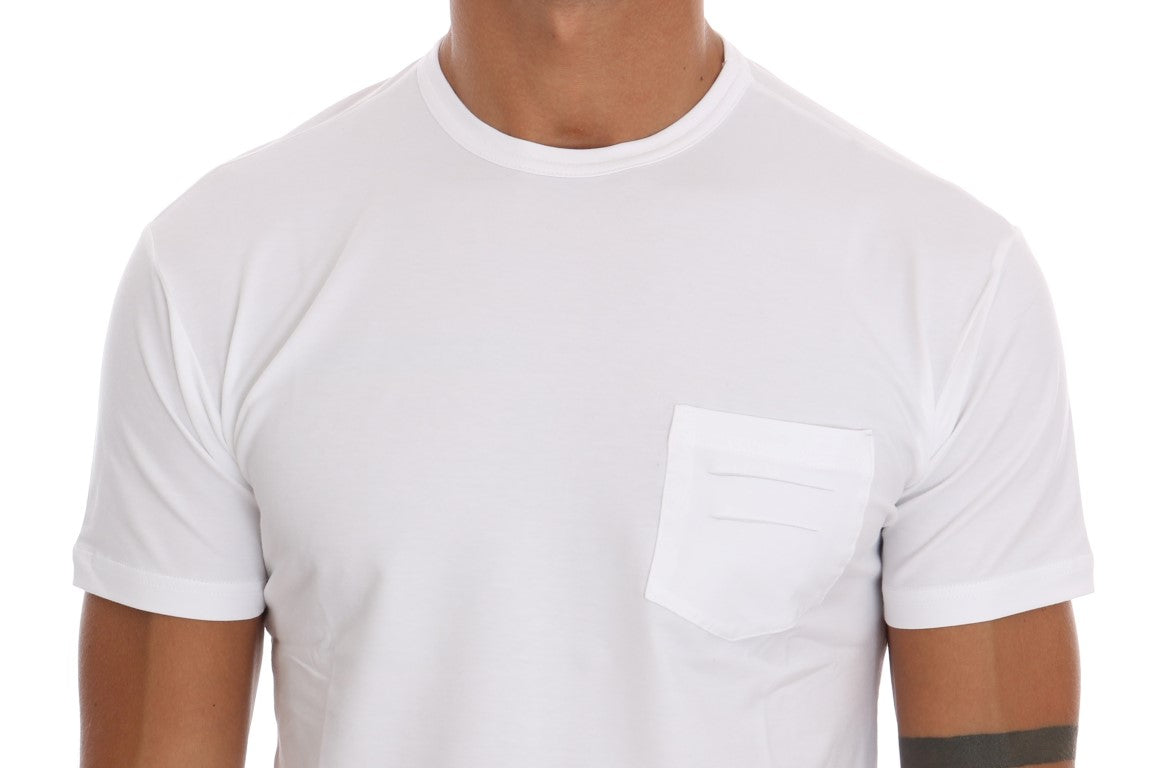 Elegant White Crew-Neck Cotton T-Shirt - The Luxe Alliance