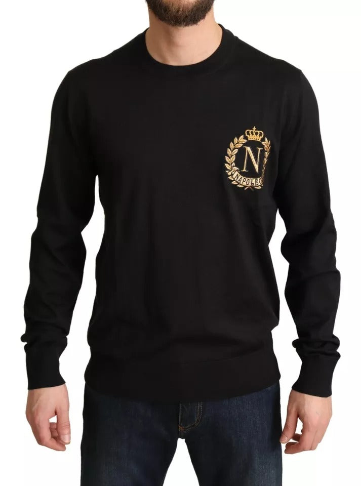  - Black Wool Silk Napoleon Gold Sweater