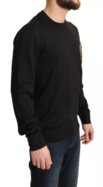  - Black Wool Silk Napoleon Gold Sweater