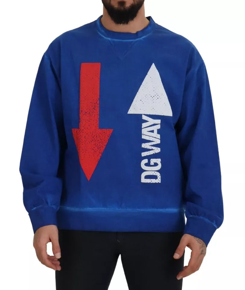  - Blue DGWAY Cotton Crewneck Pullover Sweater