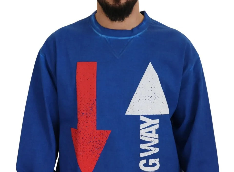  - Blue DGWAY Cotton Crewneck Pullover Sweater