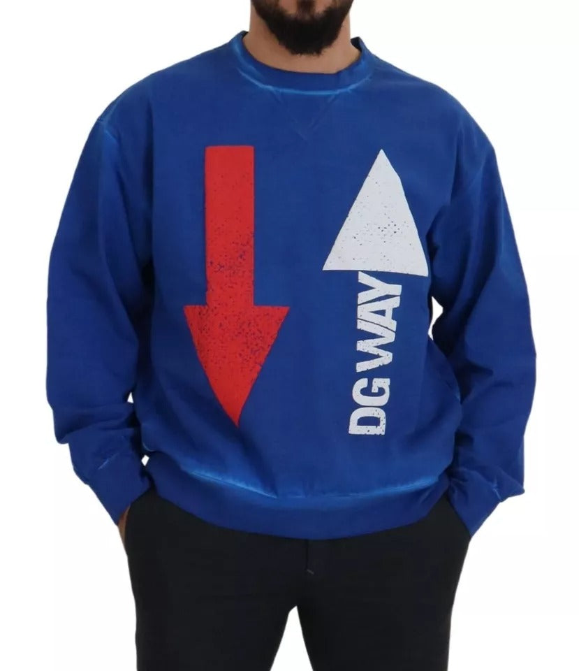  - Blue DGWAY Cotton Crewneck Pullover Sweater