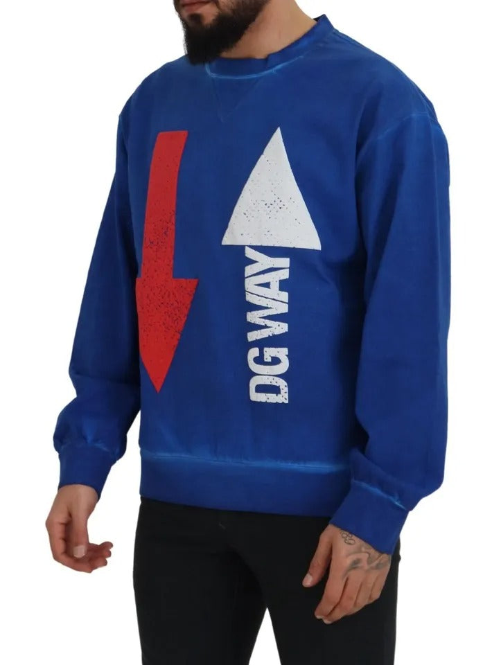  - Blue DGWAY Cotton Crewneck Pullover Sweater