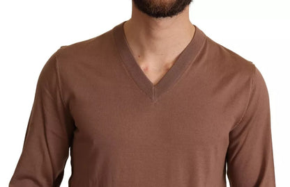 Brown Silk Cashmere Pullover Sweater - The Luxe Alliance