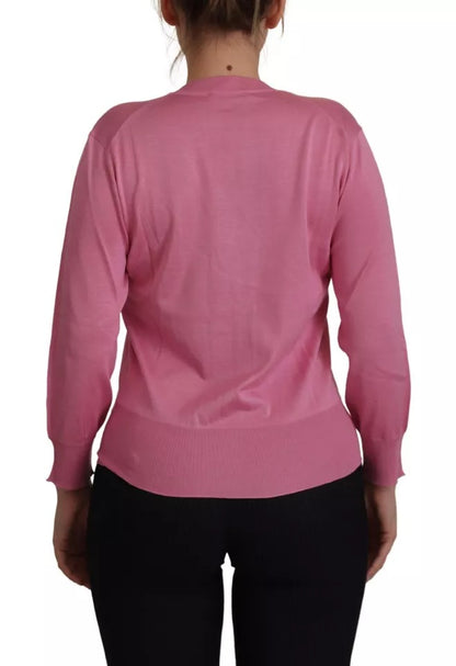 Pink 100% Silk Button Down Cardigan Sweater - The Luxe Alliance