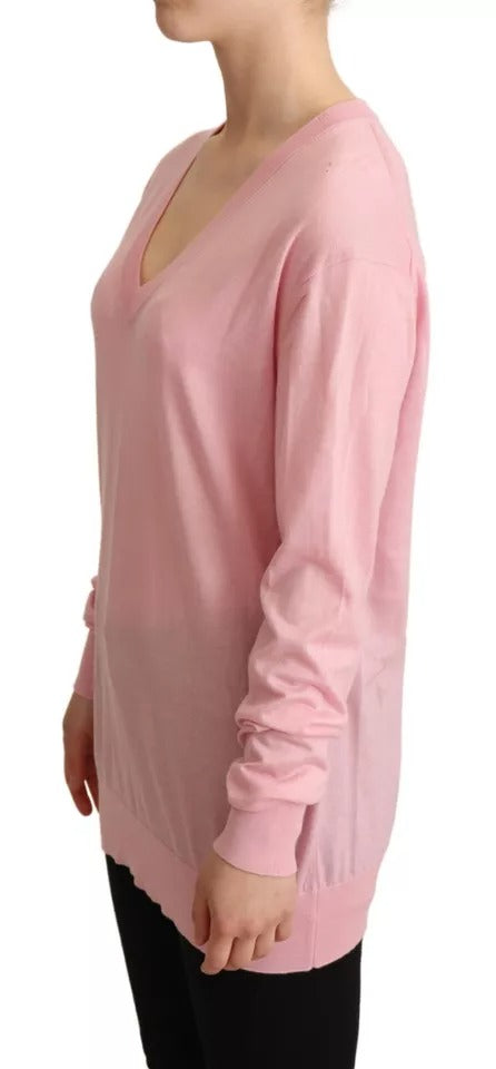 Pink V-neck Women Pullover Cashmere Sweater - The Luxe Alliance