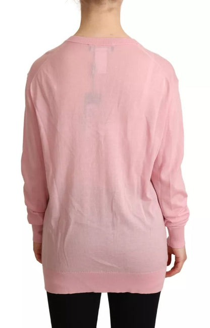 Pink V-neck Women Pullover Cashmere Sweater - The Luxe Alliance