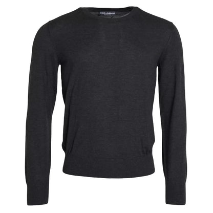 Dark Gray Cashmere Crewneck Pullover Sweater - The Luxe Alliance