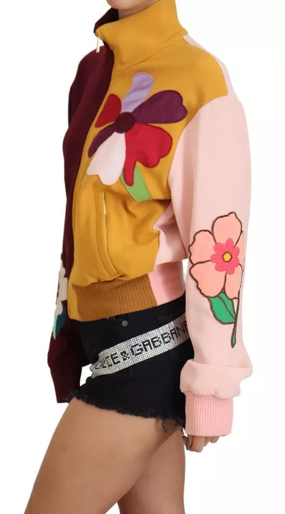 Multicolor Floral Viscose Full Zip Sweater - The Luxe Alliance