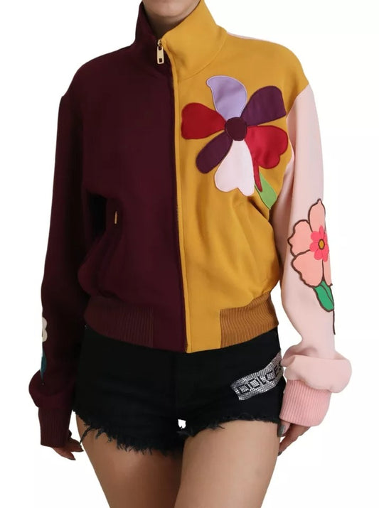 Multicolor Floral Viscose Full Zip Sweater - The Luxe Alliance