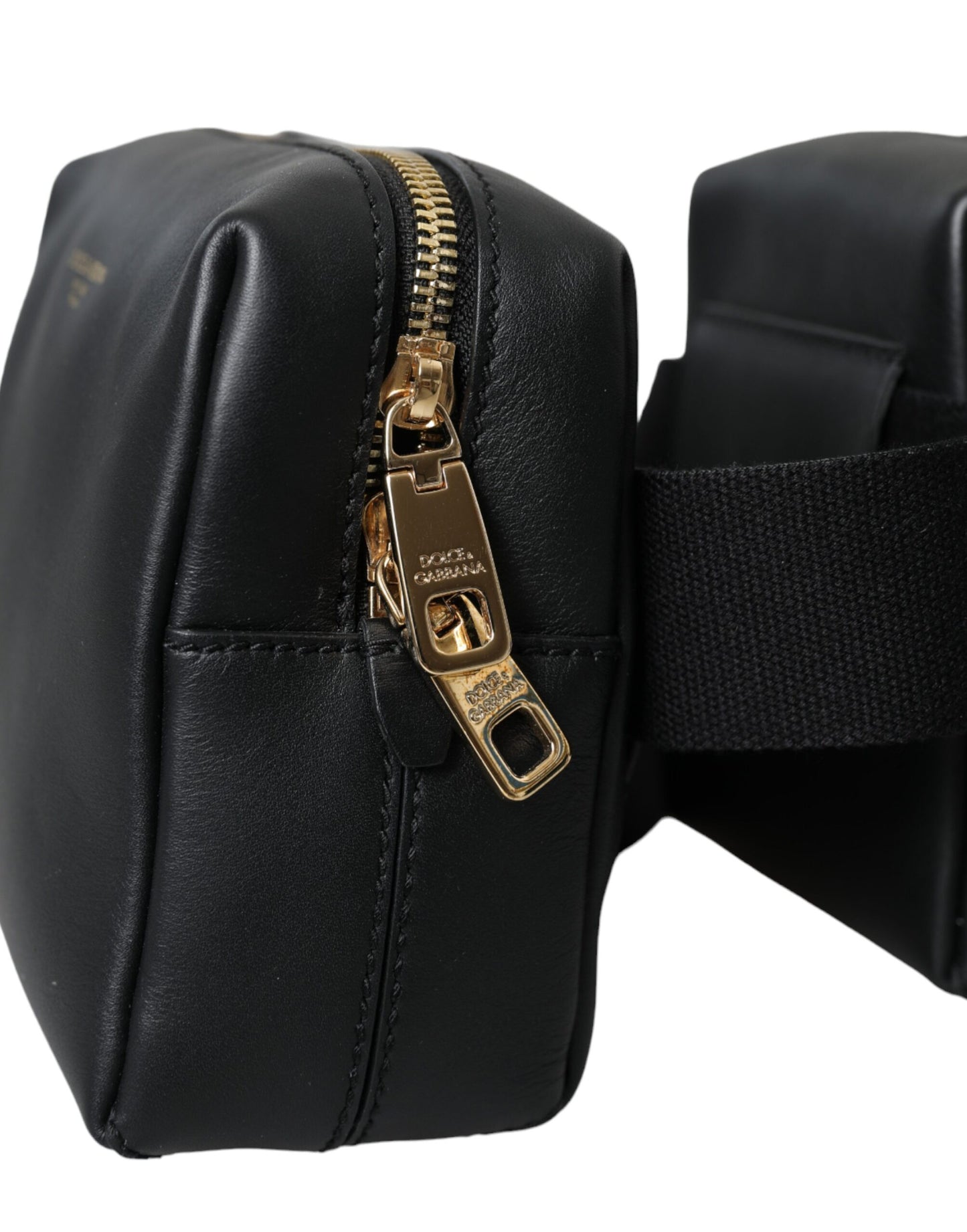 Black Calfskin Leather Double Waist Belt Fanny Pack Bag - The Luxe Alliance