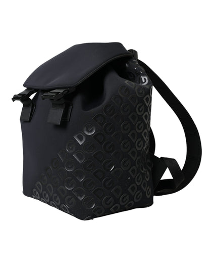 Black Neoprene Nylon DG Logo School Backpack Bag - The Luxe Alliance