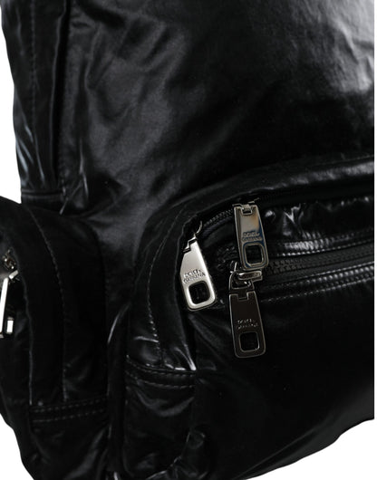  - Black Patent Leather Logo Plaque Backpack Bag