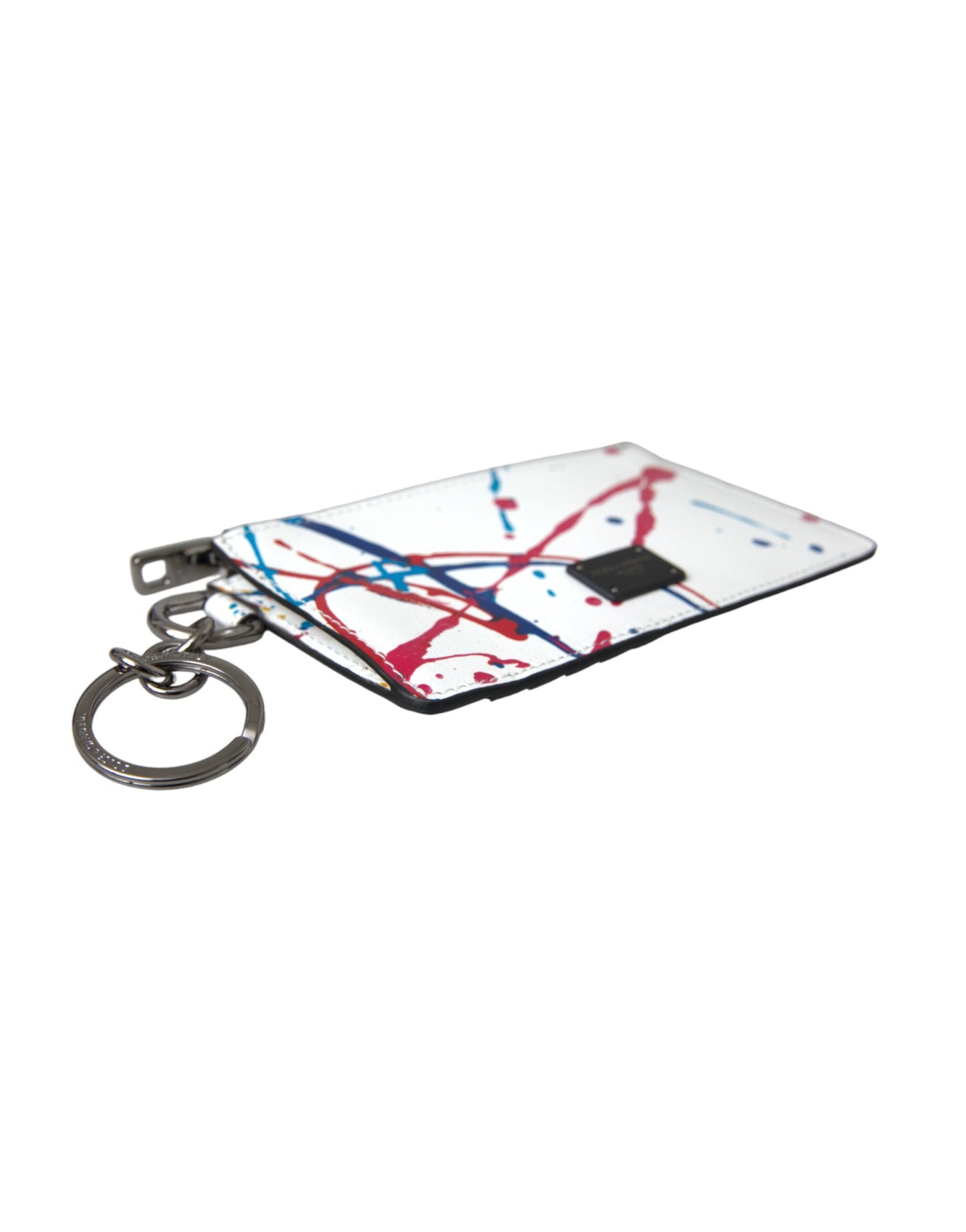  - White Leather Zip Logo Keyring Cardholder Purse Wallet