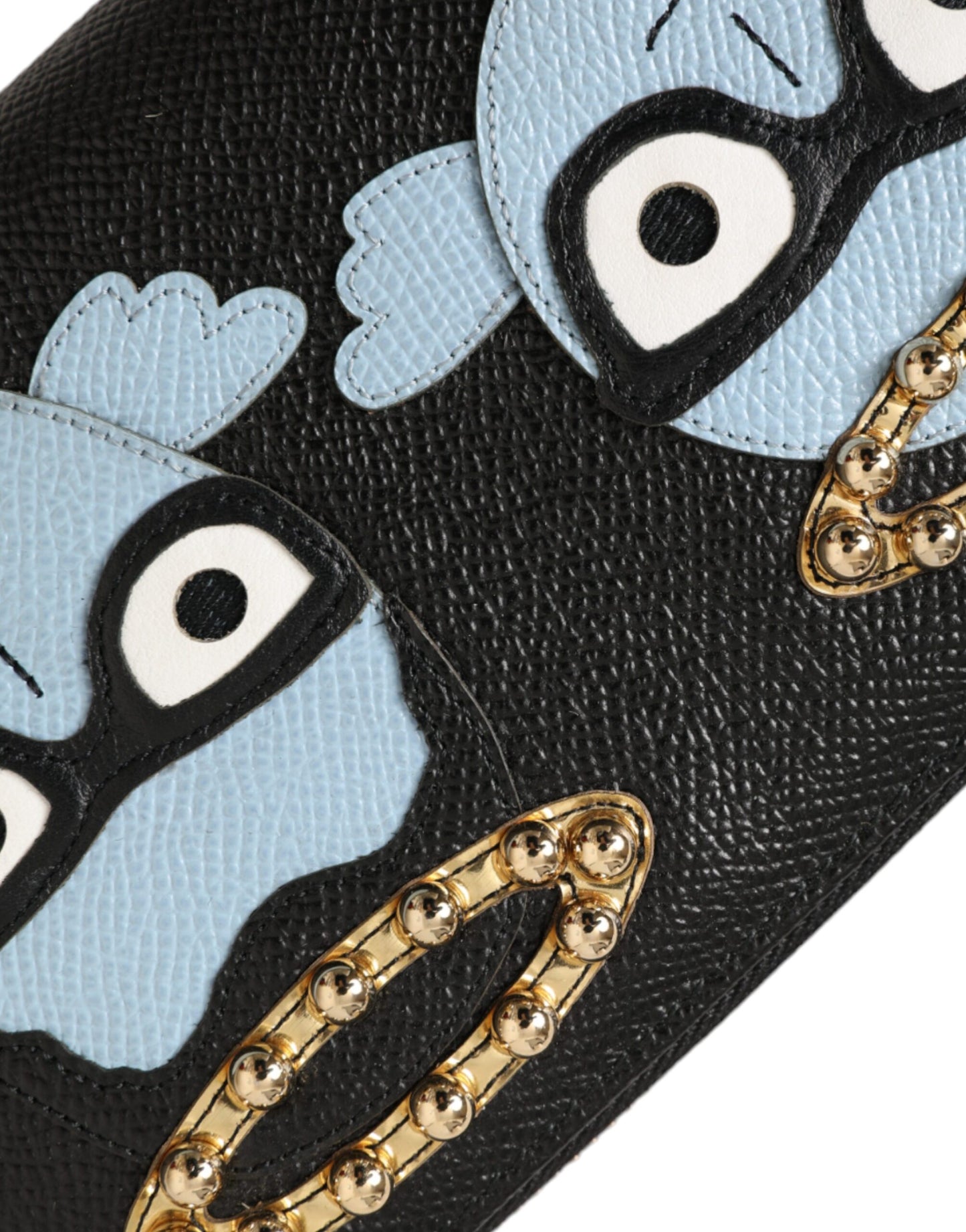  - Black Blue Leather #DGFAMILY Zipper Continental Men Wallet