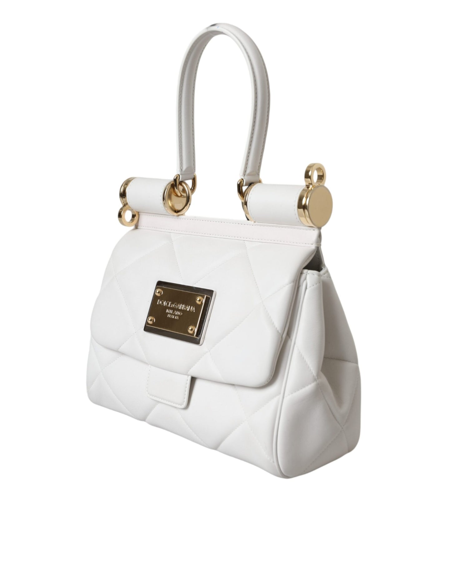  - White Calf Leather 90's SICILY Shoulder Satchel Bag