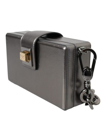  - Metallic Gray Calfskin Leather DG BOX Shoulder Bag