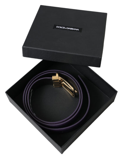  - Purple Leather Gold Metal Buckle Belt Men