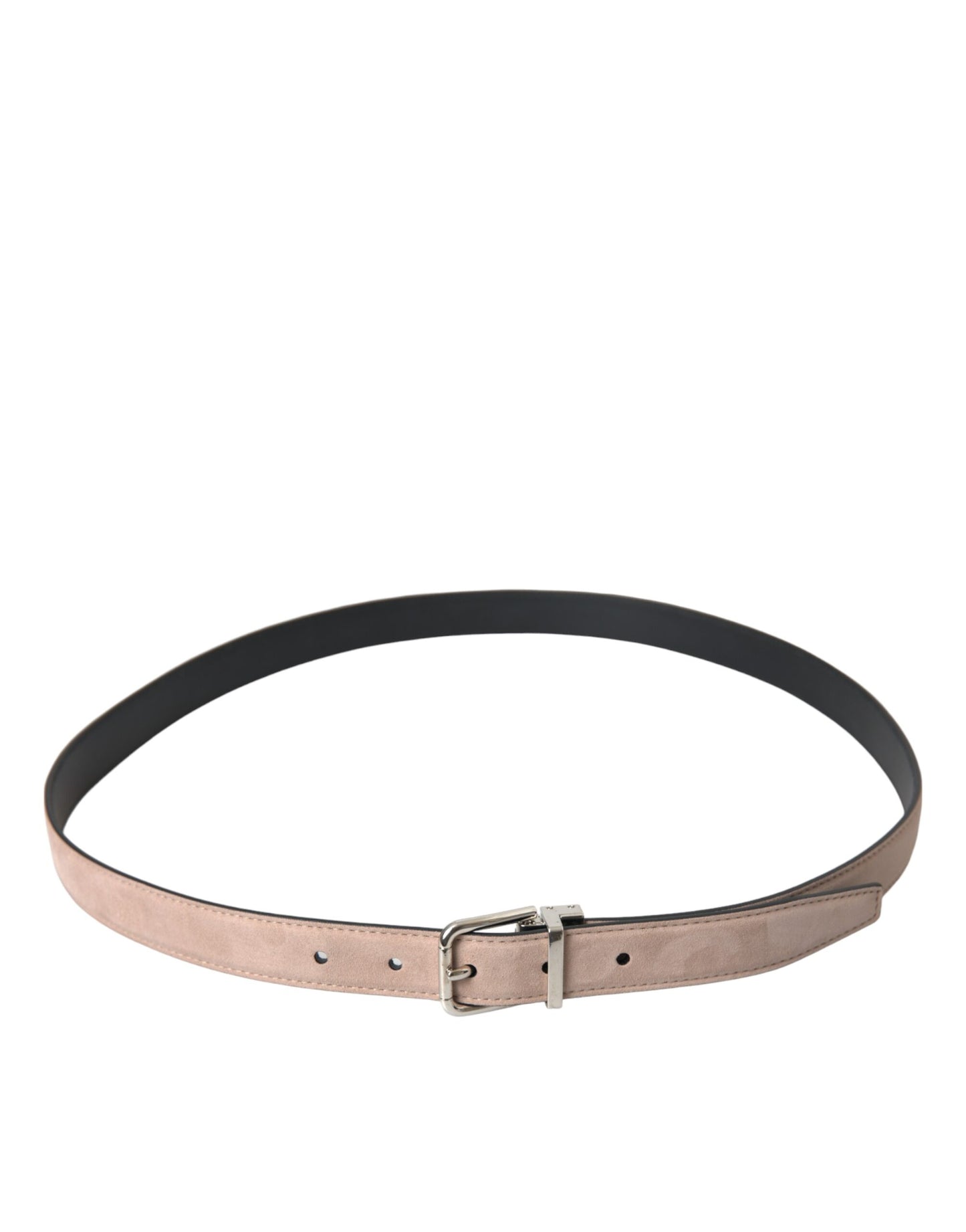  - Beige Suede Leather Silver Buckle Belt Men