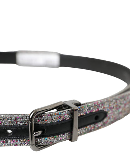  - Multicolor Embellished Silver Metal Buckle Belt