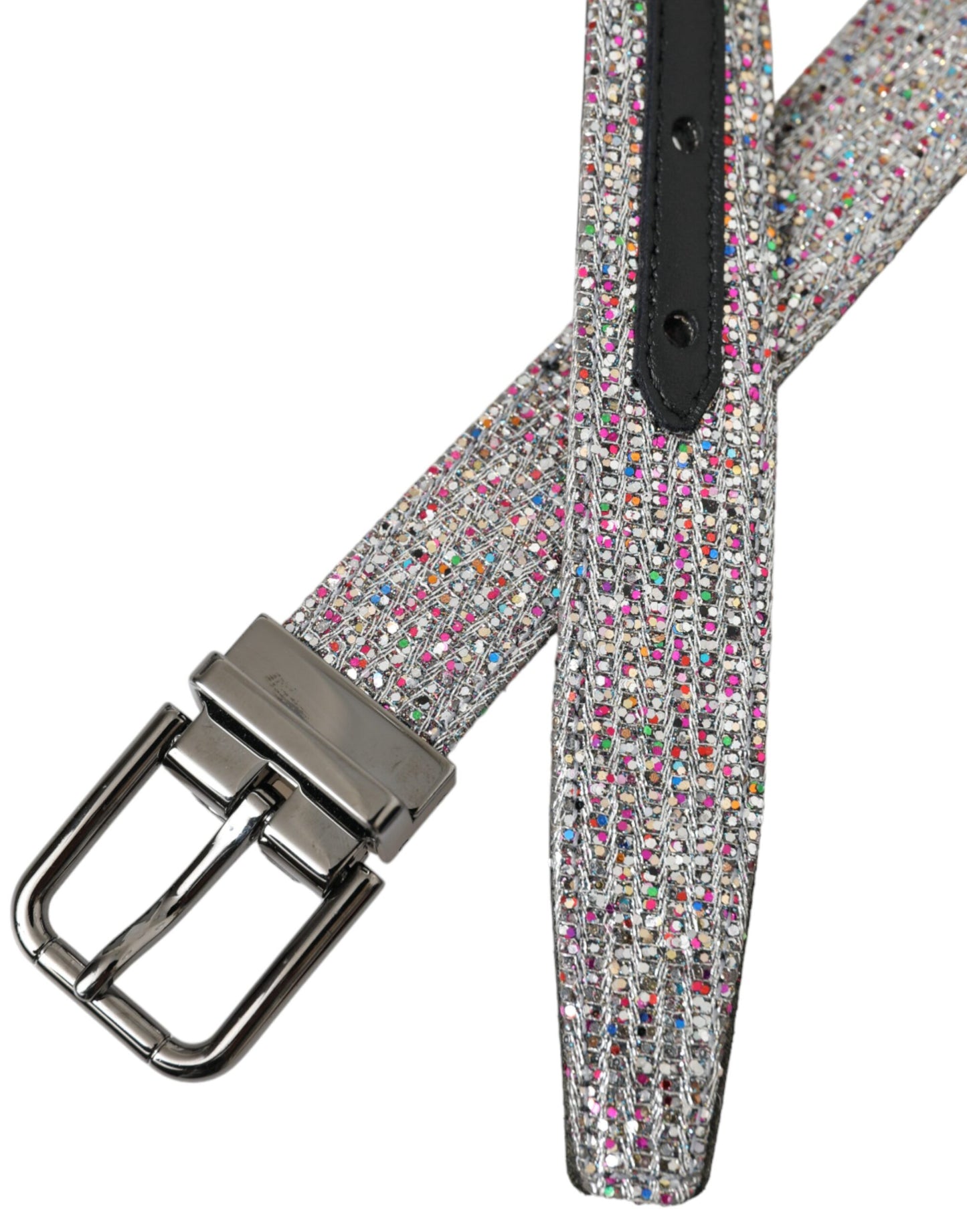  - Multicolor Embellished Silver Metal Buckle Belt