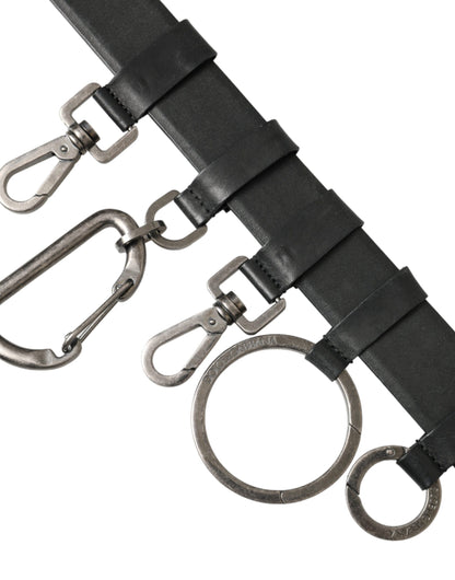  - Black Calf Leather Silver Metal Buckle Belt