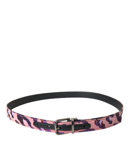  - Multicolor Jacquard Leather Metal Buckle Belt