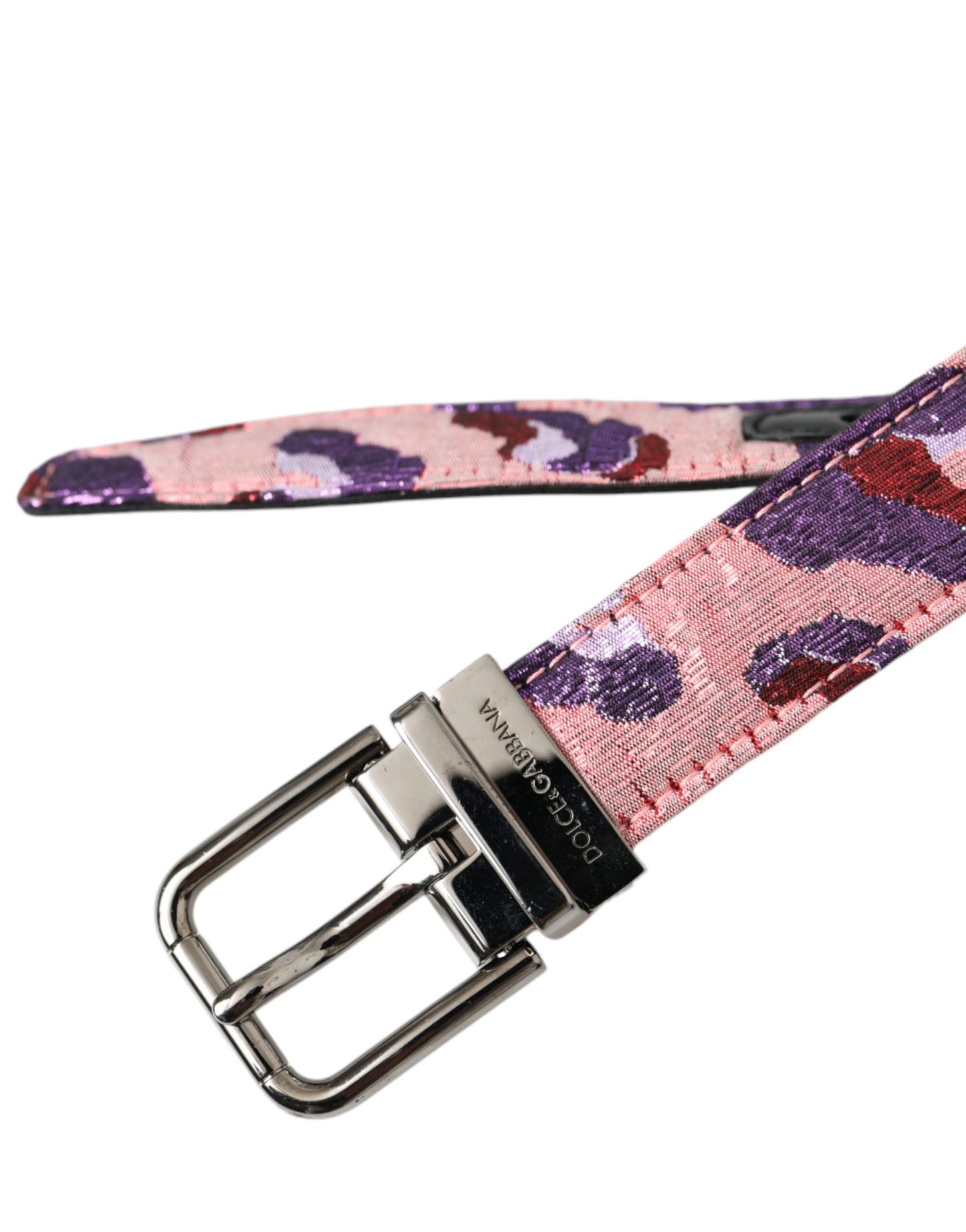  - Multicolor Jacquard Leather Metal Buckle Belt