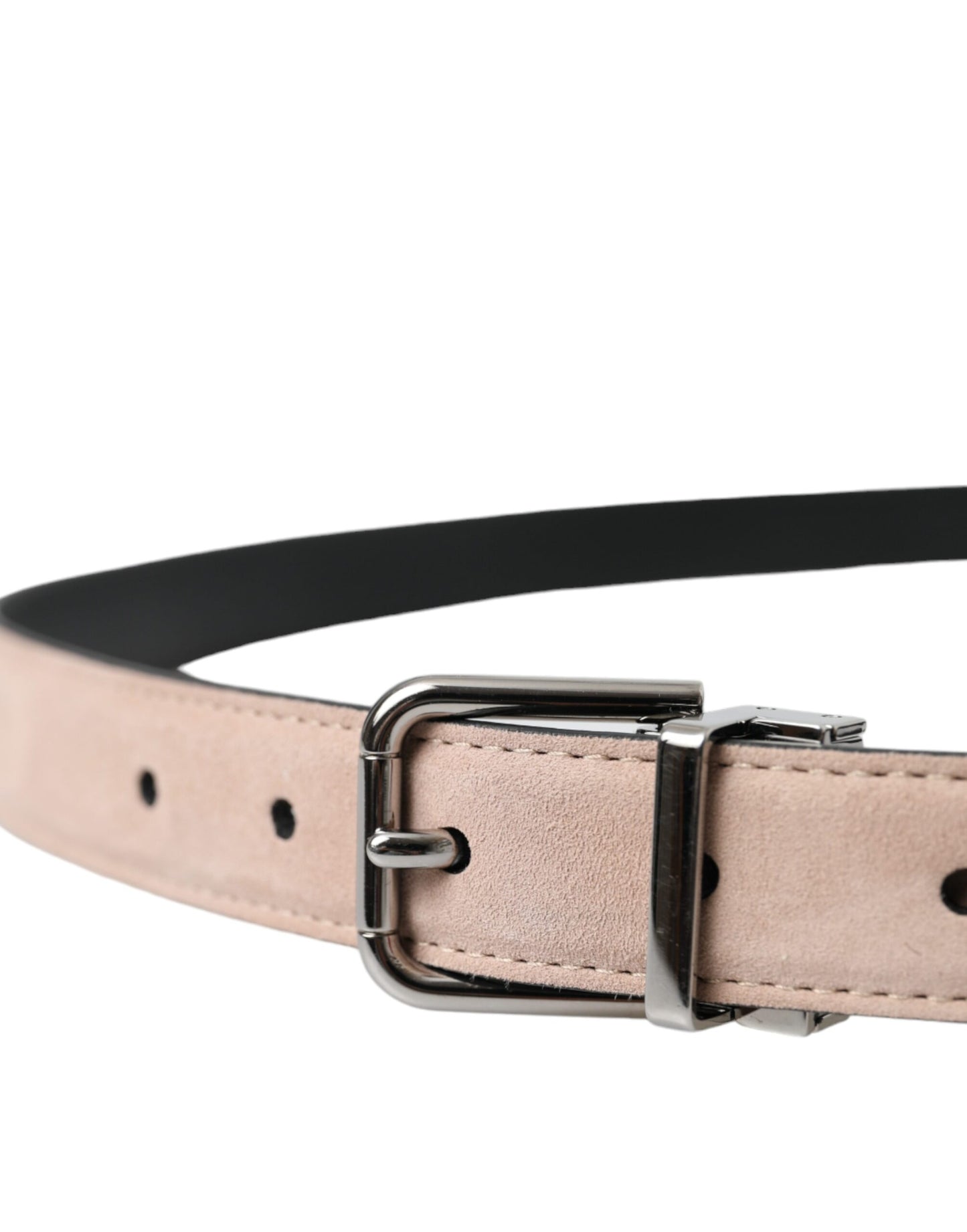  - Beige Suede Leather Silver Buckle Belt Men