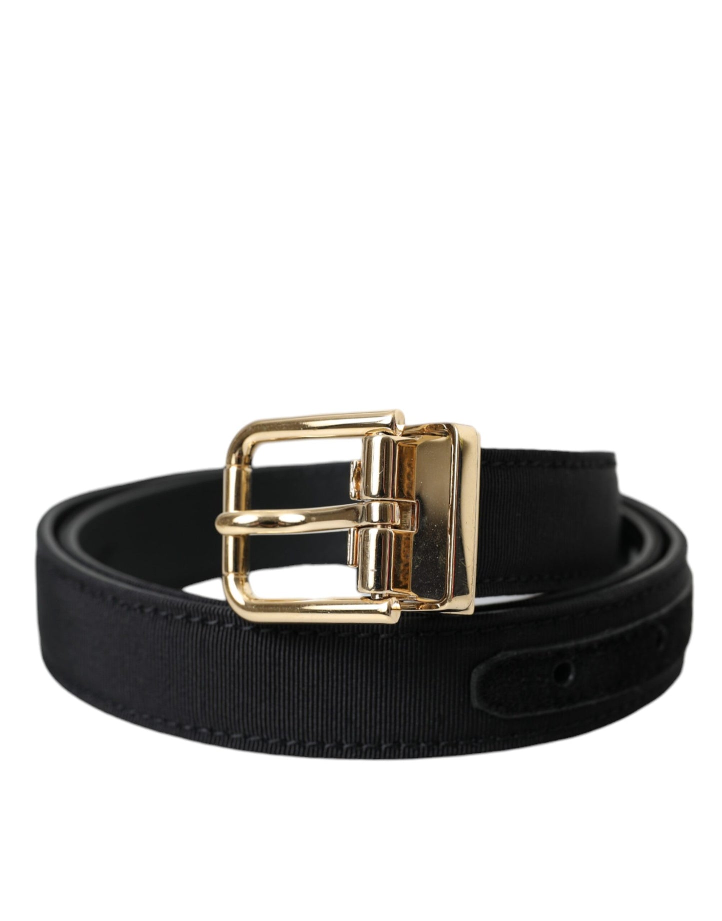  - Black Gros Grain Gold Metal Buckle Belt Men