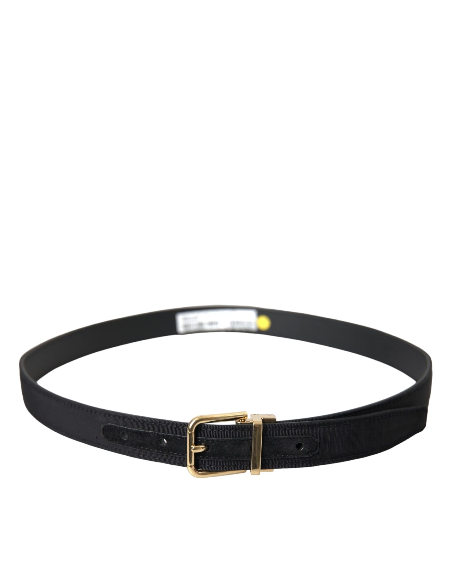  - Black Gros Grain Gold Metal Buckle Belt Men