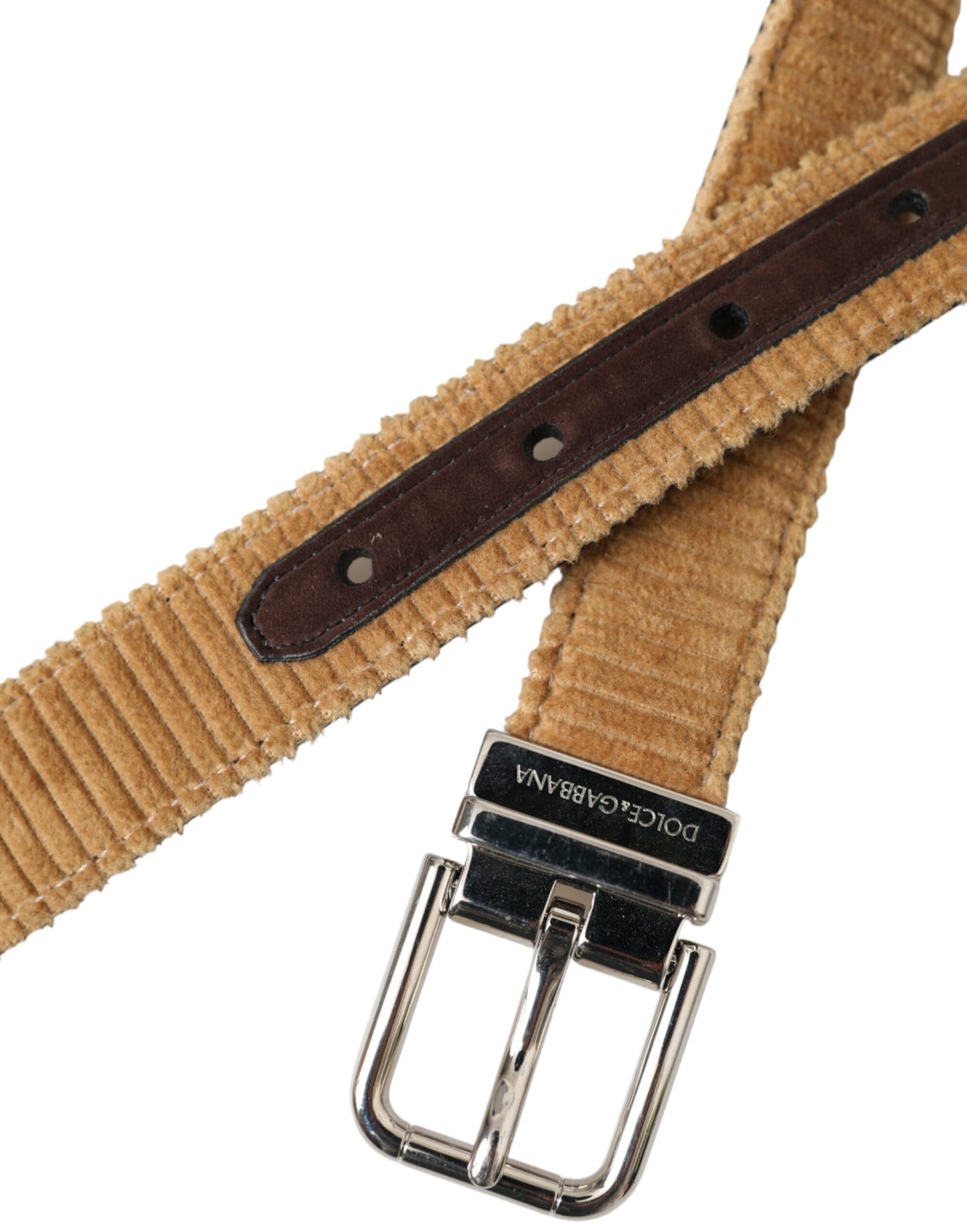  - Brown Velvet Silver Metal Buckle Belt Men