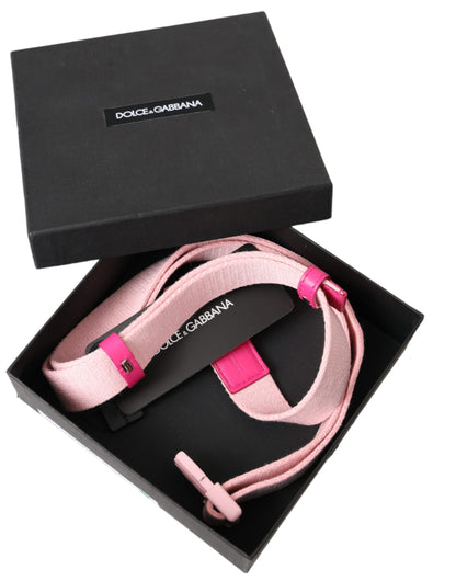  - Pink Canvas Stretch Plastic Buckle Women Belt