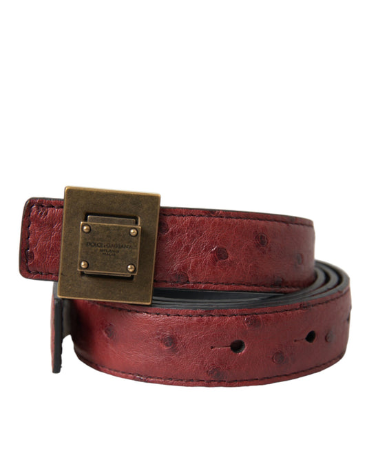  - Brown Leather Square Metal Buckle Belt