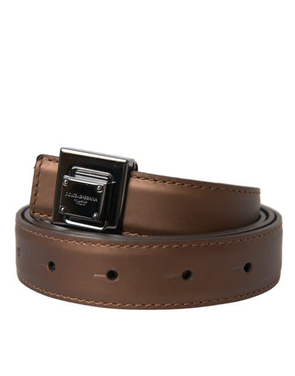  - Bronze Leather Square Metal Buckle Belt