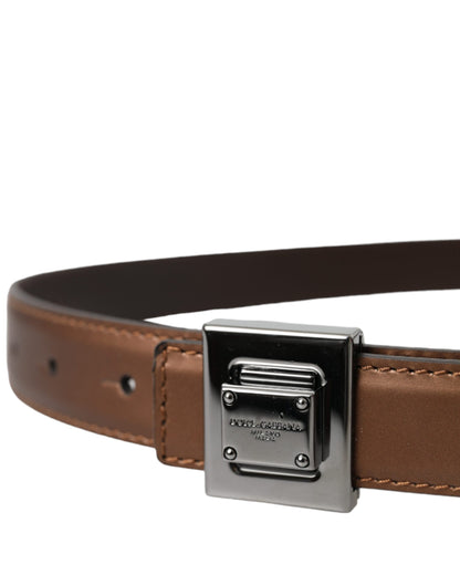  - Bronze Leather Square Metal Buckle Belt