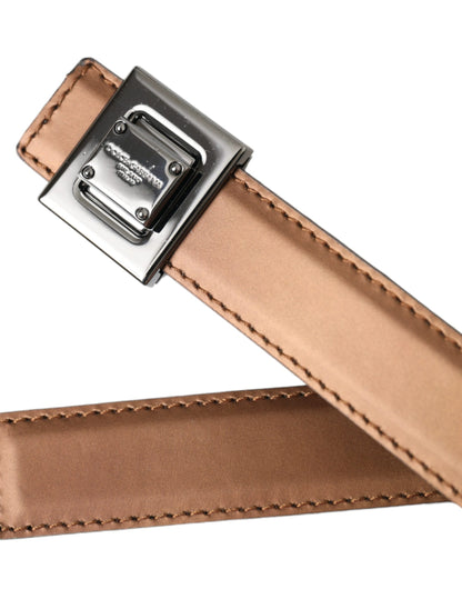  - Bronze Leather Square Metal Buckle Belt