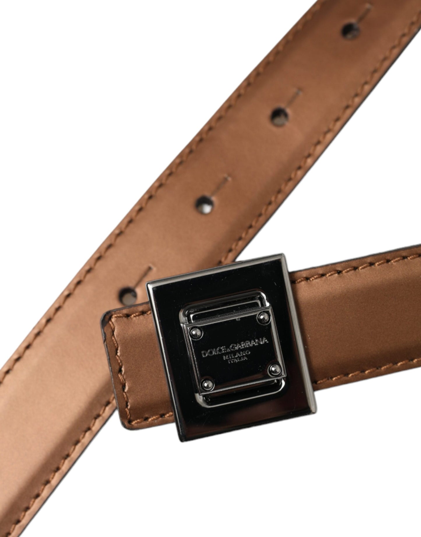  - Bronze Leather Square Metal Buckle Belt