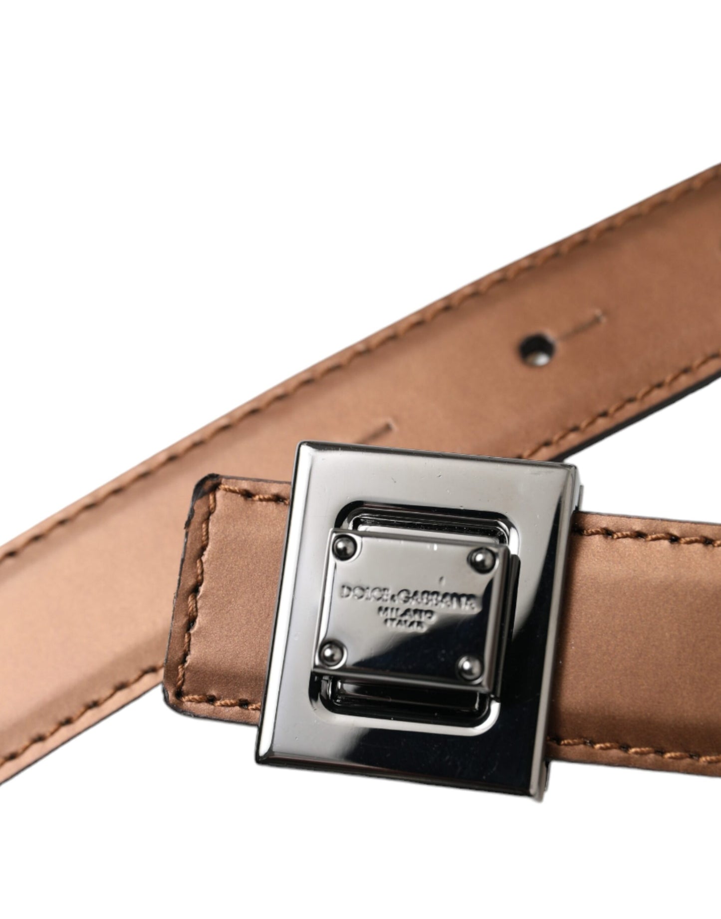  - Bronze Leather Square Metal Buckle Belt