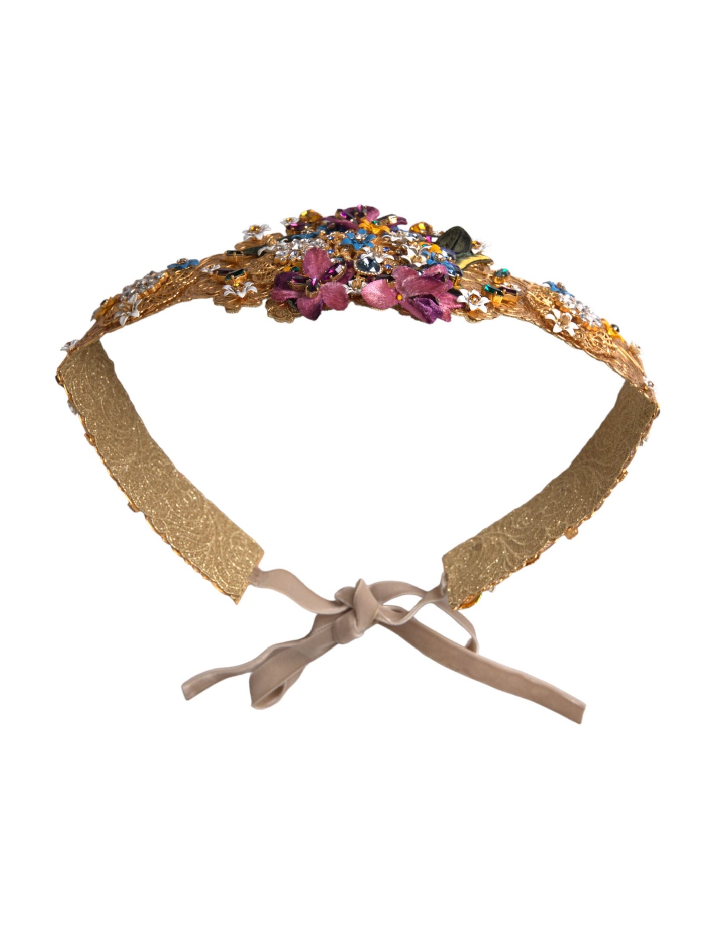  - Multicolor Embellished Floral Crystal Wide Waist Belt