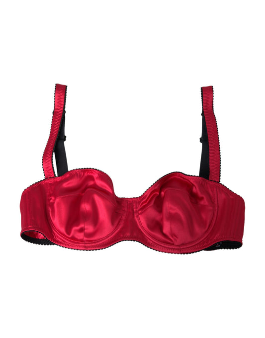 Dolce & Gabbana Burgundy Silk Stretch Balconcino Bra