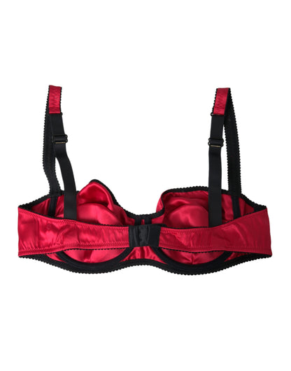 Dolce & Gabbana Burgundy Silk Stretch Balconcino Bra